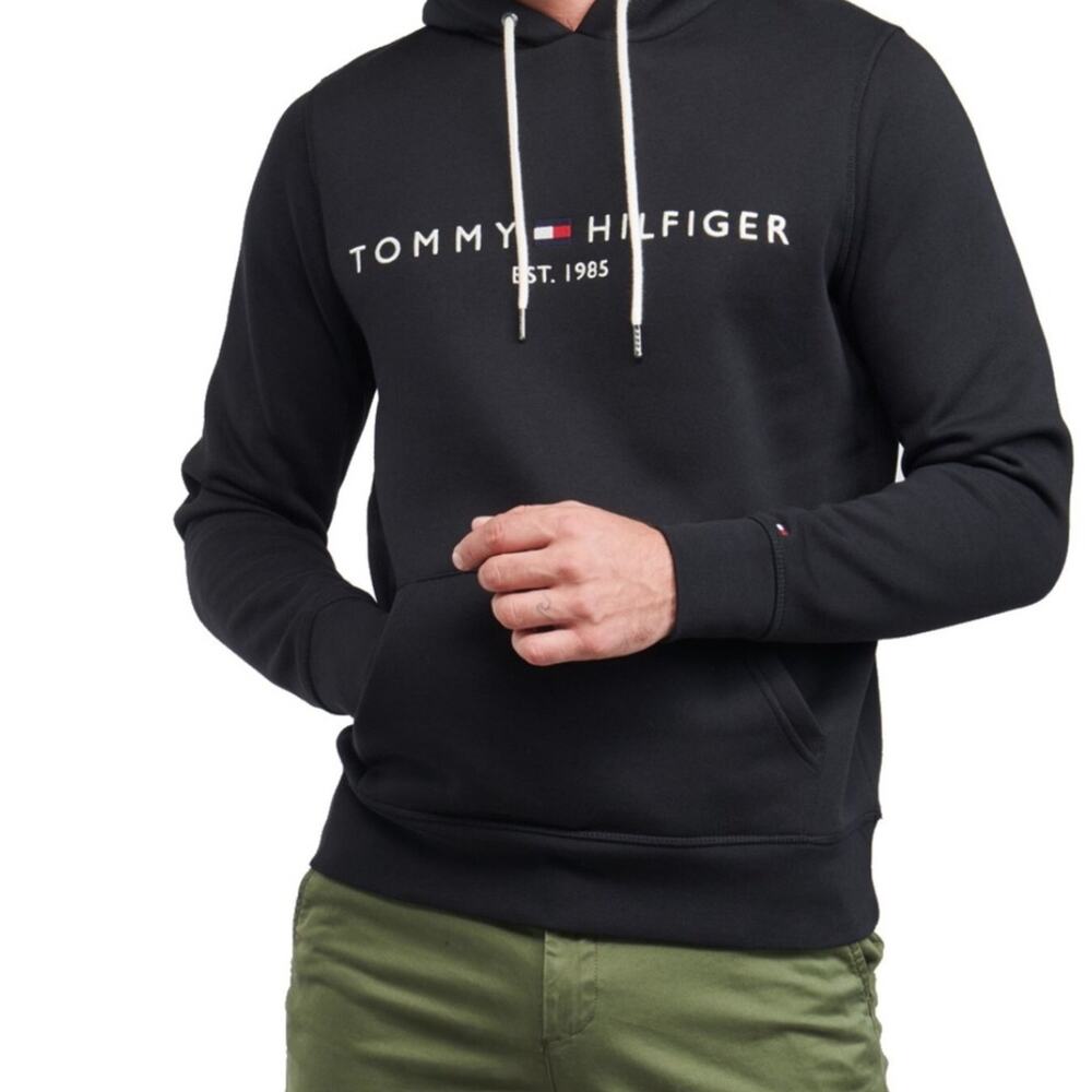 TOMMY HILFIGER Mens Logo Pullover Fleece Hoodie SZ Medium
